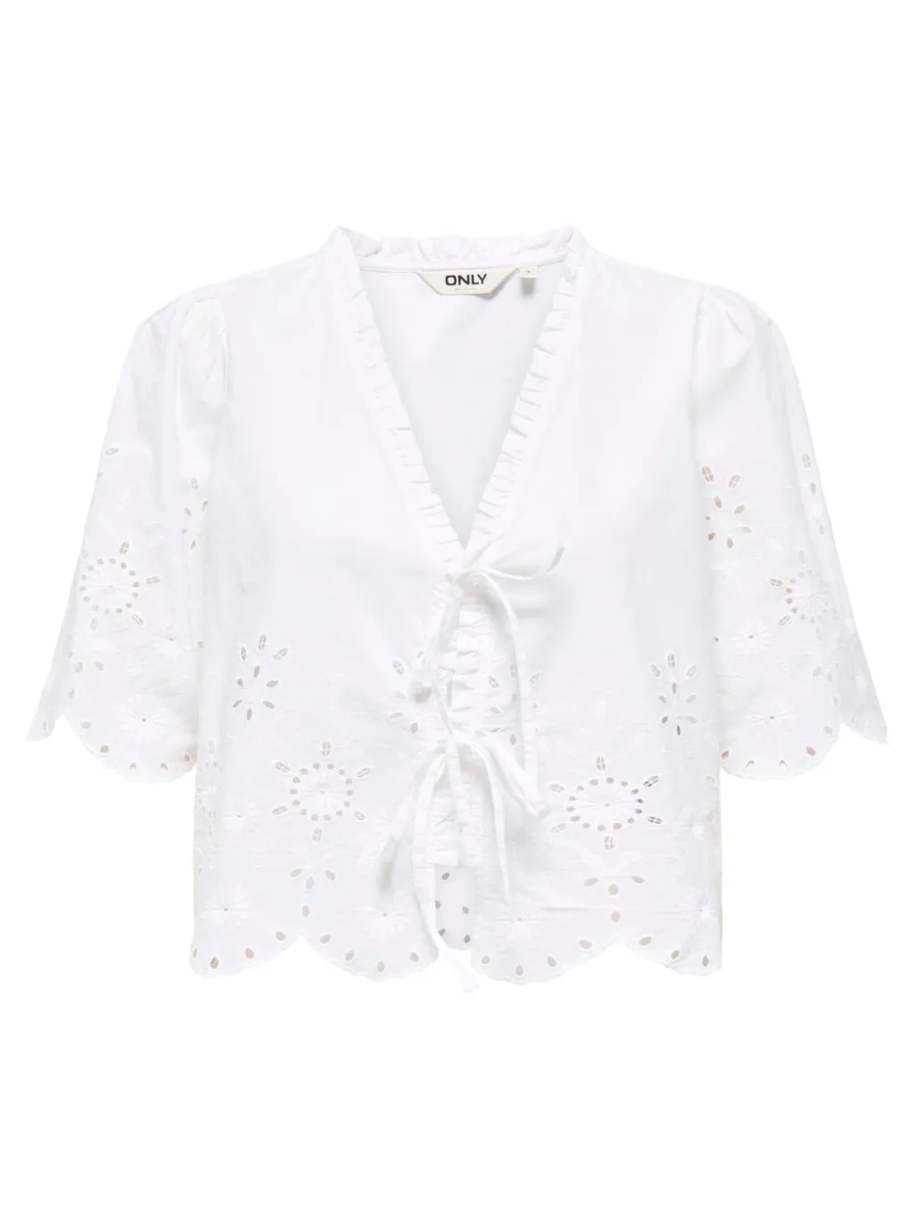Onlmiffy S/S Emb Tie Top