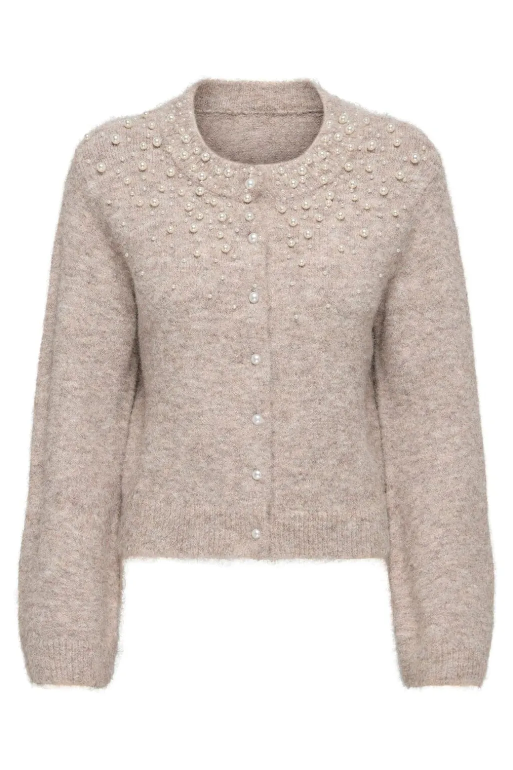 Onlmiggie Ls O-Neck Pearl Cardi Knt