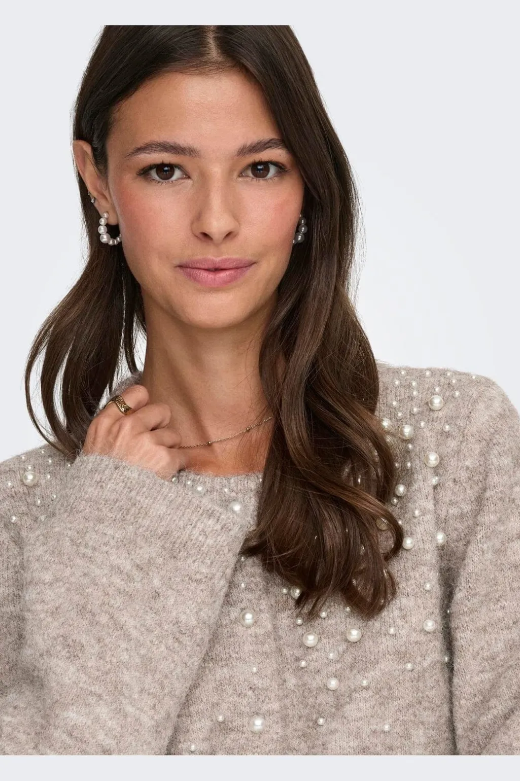 Onlmiggie Ls O-Neck Pearl Cardi Knt