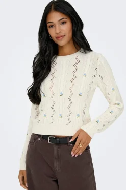 Onlrita Life Ls Embr Cable Knt