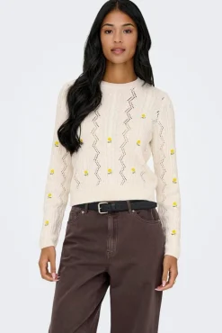 Onlrita Life Ls Embr Cable Knt