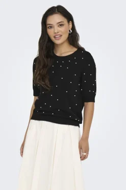 Onlvenice Life Ss Pearl O-Neck Knt