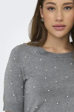 Onlvenice Life Ss Pearl O-Neck Knt