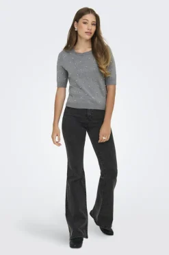 Onlvenice Life Ss Pearl O-Neck Knt