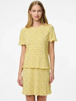 Pcflora Ss O-Neck Top