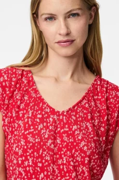 Pcflora Ss V-Neck Top