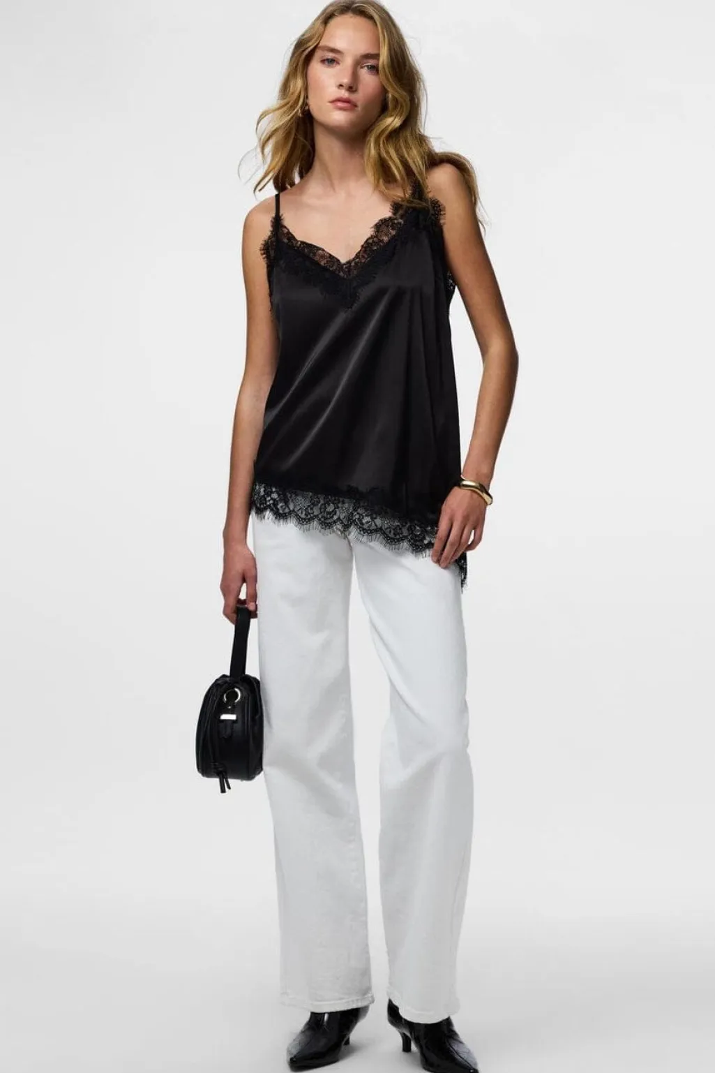 Pcnomi Strap Satin Lace Top