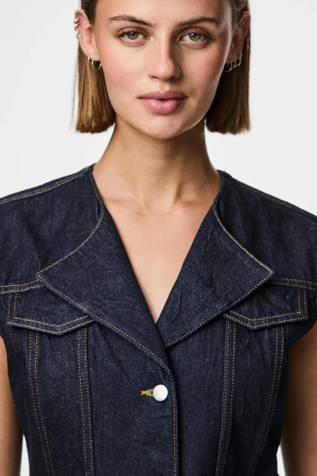 Pcnua Sl Fitted Denim Vest Fsy