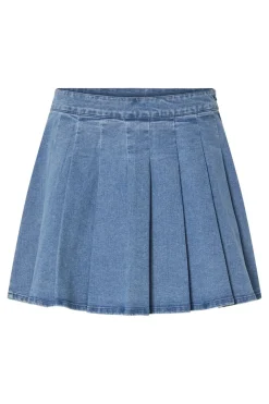 Pcsilje Plissé Mini Denim Skirt