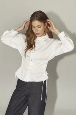 Poppycc Eyelet Tie Shirt 35180