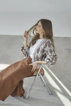 Rowcc Check Cardigan 32212