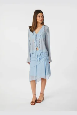 Saffron Asymmetric Mesh Skirt 165642