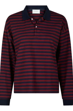 Sara Wide Stripe Polo Blouse 164258