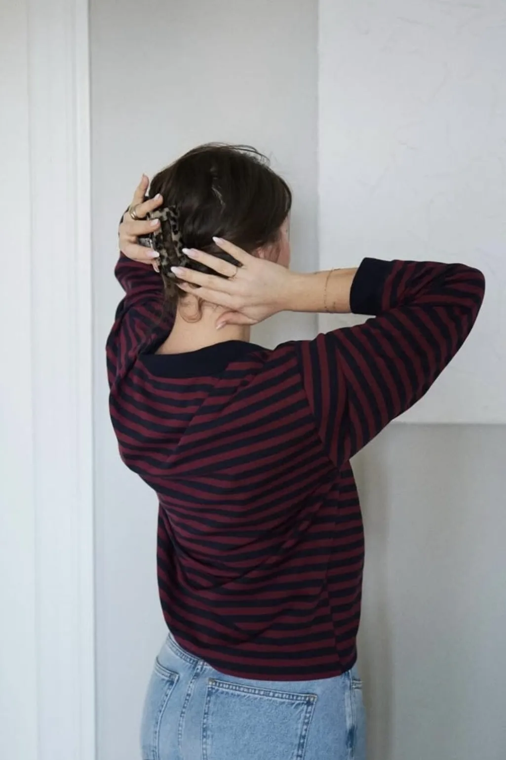 Sara Wide Stripe Polo Blouse 164258