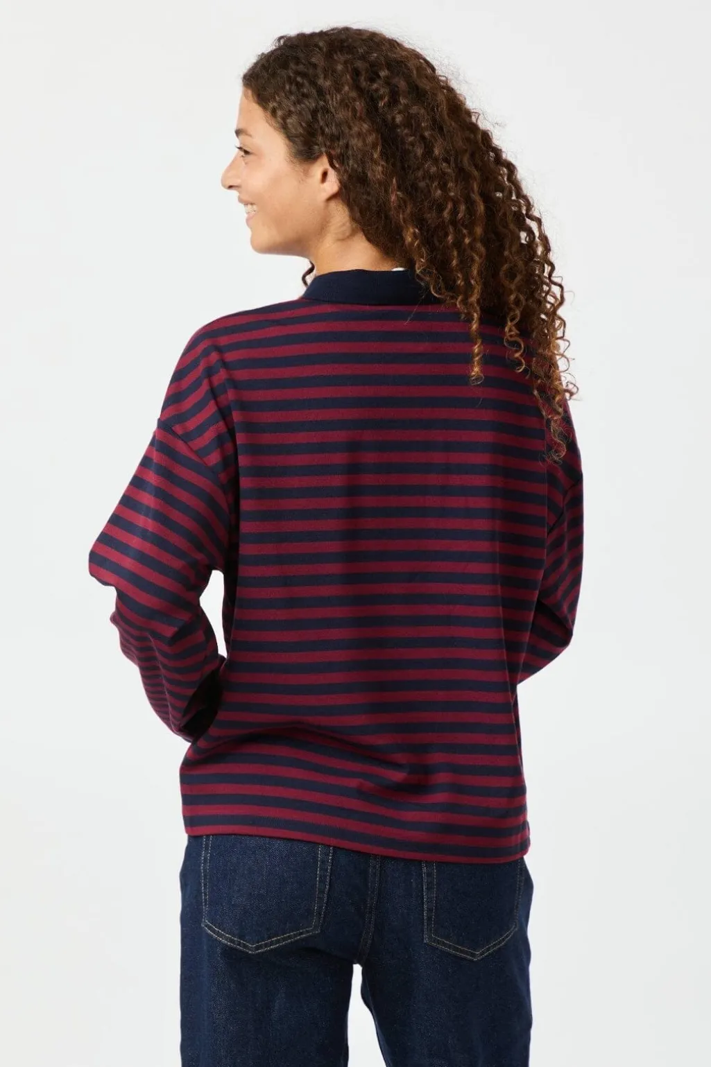 Sara Wide Stripe Polo Blouse 164258