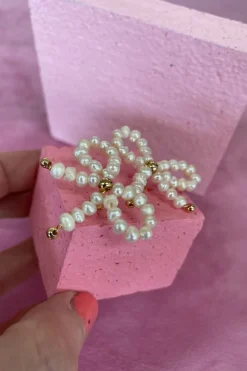 Sløjfe Med Guldperle Ørestik