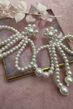 Sløjfe Ørering Med Perler