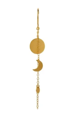 Sun And Moon Earring With Chain