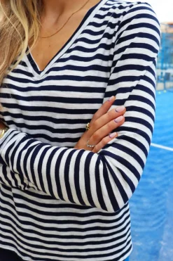 Ulla-Ls-Vneck-Stripe-Tshirt 22160